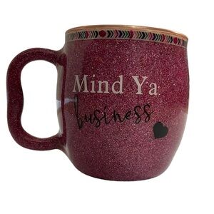 Mind Ya Business glittered Moscow Mule Mug Silver interior 18 ounces